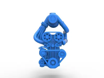 Turbo straight-six engine Scale 1 to 25 3D print model
