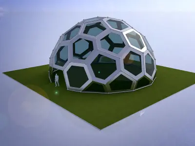 Large dome with frame and glass panels 3D model