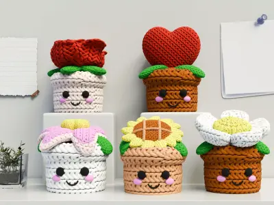 knitted Blossom Harmony Flower Set  3D print model