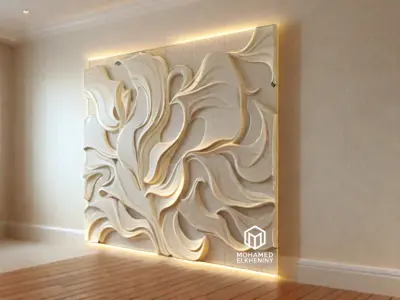 modern panel wall decor set wall relief mural CNC 88 3D model