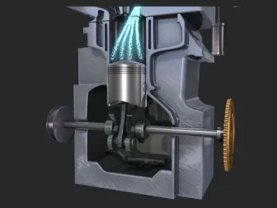 Engine Inline Four-Cylinder Gasoline Engine 3D model