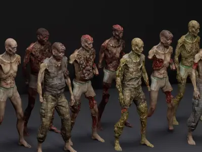 Modular Zombie Dismemberment Pack Low-poly 3D model