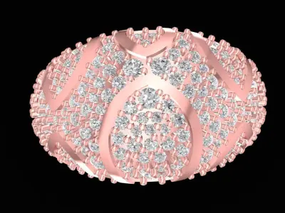 Luxury Dome Pave Diamond Ring with Curved Elegant Design  2606 3D print model