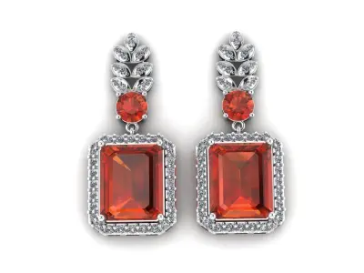 Luxury Wedding Diamond Earring 3d Printable Model 3D print model