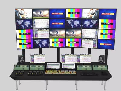 Tv control Room and Production Room Low-poly 3D model