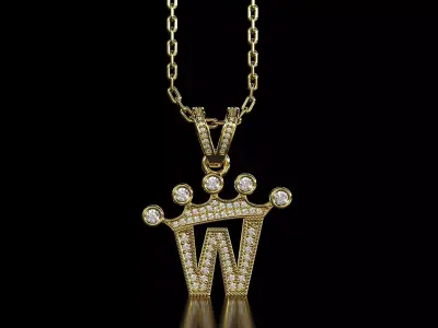 W letter pendant 3D print model