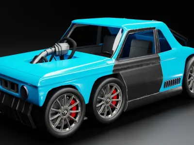 3 Muscle car Low-poly 3D model