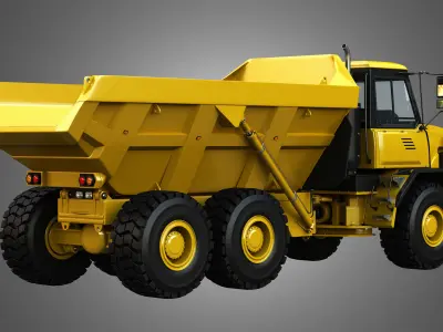  JD - 300D II Articulated Dump - Water Tanker Trucks 2 in 1 3D Model Collection
