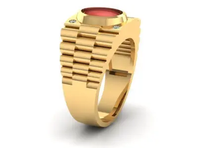 Mens Red Gemstone Gold Ring Jewelry 3D Model 327 3D print model