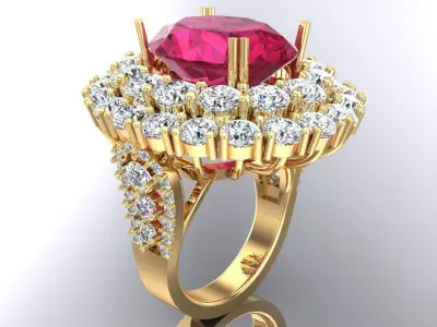 Gemstone rings - Oval stone ring - Diamond rings - N3850 3D print model
