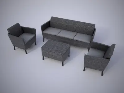 Furniture set of sofas and chairs Free low-poly 3D model