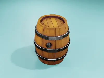 Stylized Barrel Free low-poly 3D model