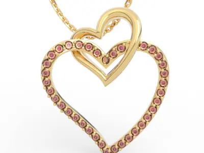 Stunning Connected Hearts Diamond Pendant 3D print model