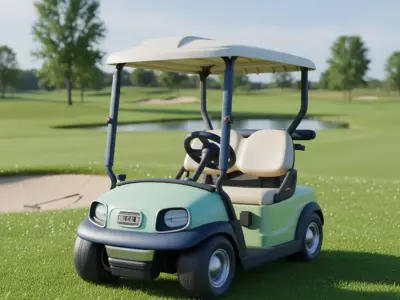 Golf Cart Classic 2-Seater Golf Buggy Lush Green Course Low-poly 3D model