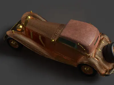 Golden vintage car 3D model