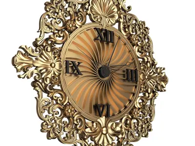 Classic Wall Clock 010 Gold Low-poly 3D model