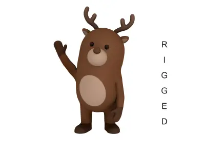 Rigged Cartoon Reindeer 3D model