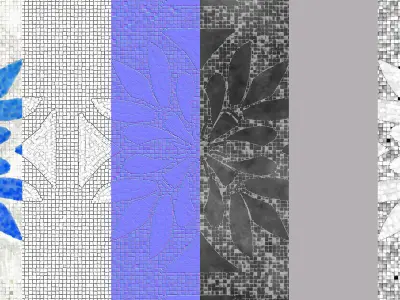 Mosaic Tiles Pattern 3 Seamless PBR Material Texture