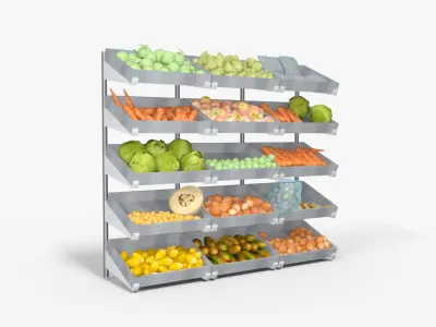 Supermarket Shelves Collection Low-poly 3D model