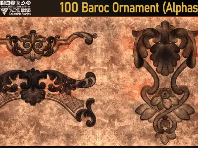 100 Baroc Ornament Alphas Volume 01 Low-poly 3D model
