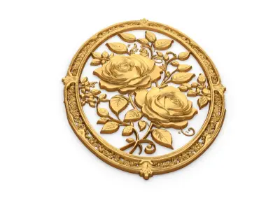 Classic oval carved decor ornament 03  3D model