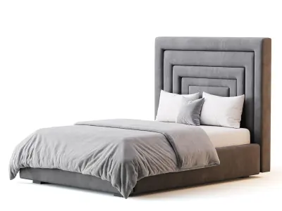 Maklaine Contemporary Navy Velvet Full Bed 3D model
