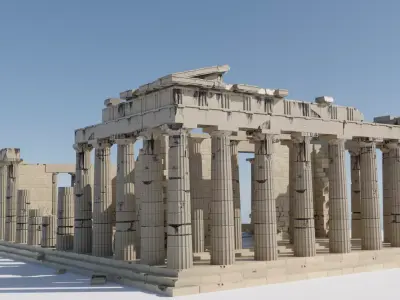 Ancient Greece Temple in Doric Order Low-poly 3D model