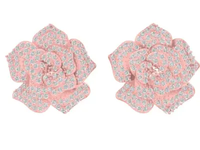 Elegant Floral Cluster Diamond Earrings for Women  2807 3D print model
