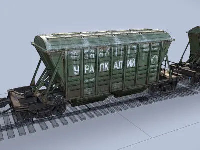 Railway Hopper Car vr1 Low-poly 3D model