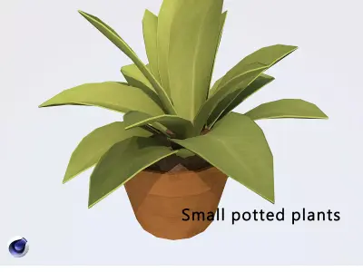 Small potted plants Free low-poly 3D model