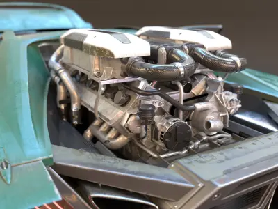 Cyberpunk car concept Low-poly 3D model