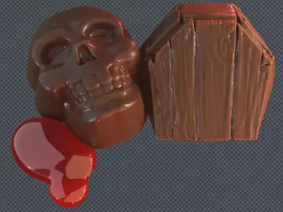 Halloween - Skull with Coffin 3D Printable Chocolate Mold  3D print model