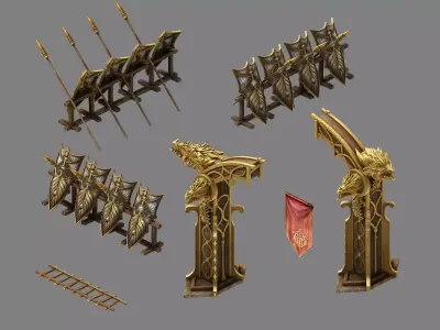 GameNagisen Grassland - Goblin Barracks Gate 01 3D model