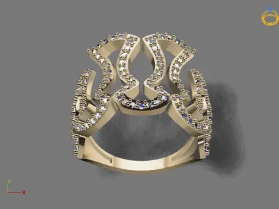 STL 3DM Print Ready Women Diamond Ring Lightweight Printable  3D print model 181