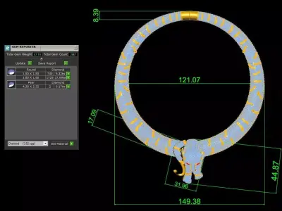 Tiger Necklace Diamond  3D print model