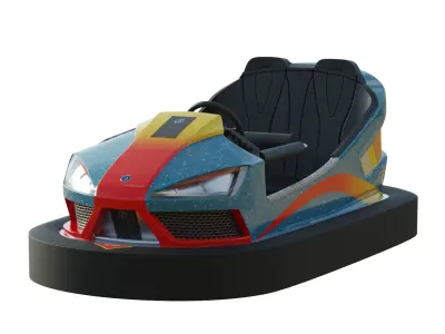 Bumper Car Blue Low-poly 3D model