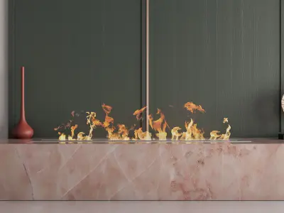 Decorated Wall with Biofireplace in calm colors 3D model