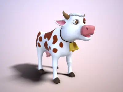 cartoon cow Low-poly 3D model