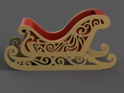 Santa Sleigh Christmas Decorations  candy dish - candle holder 2 3D print model