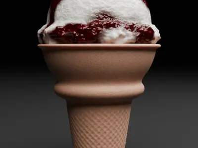 Chocolate Symphony in a Waffle Cone ice cream 3D model 3D model