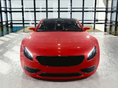 BLENDER EEVEE Brandless Extended Wheelbase 2 door coupe Low-poly 3D model