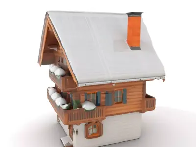 Rustic Alpine Chalet model pack Low-poly 3D model