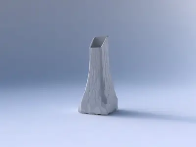 Vase squeezed and bent rectangle with fine organic cells 3D print model