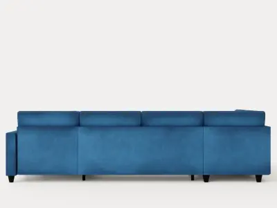 Garland U Bed Sofa Left Velvet Petrol Low-poly 3D model