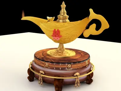 Chinese magic lamp with yuanbao 3D model