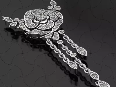 Camelia Pendant necklace like with stones 3D print model