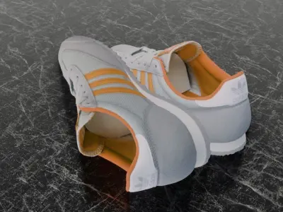 ADIDAS 3D SHOES - WHIE - ORANGE Low-poly 3D model