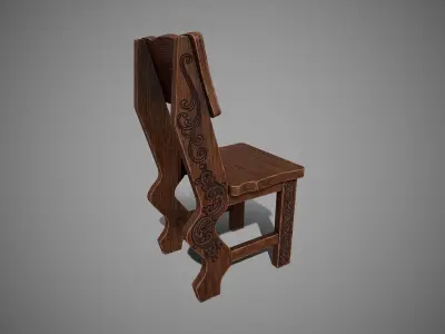 Restaurant Wooden Chair Low-poly 3D model