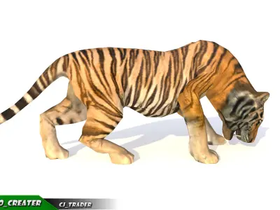 Lowpoly Tiger Animated 3D model Low-poly 3D model
