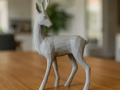 Deer Sculpture Low Poly 3D print model